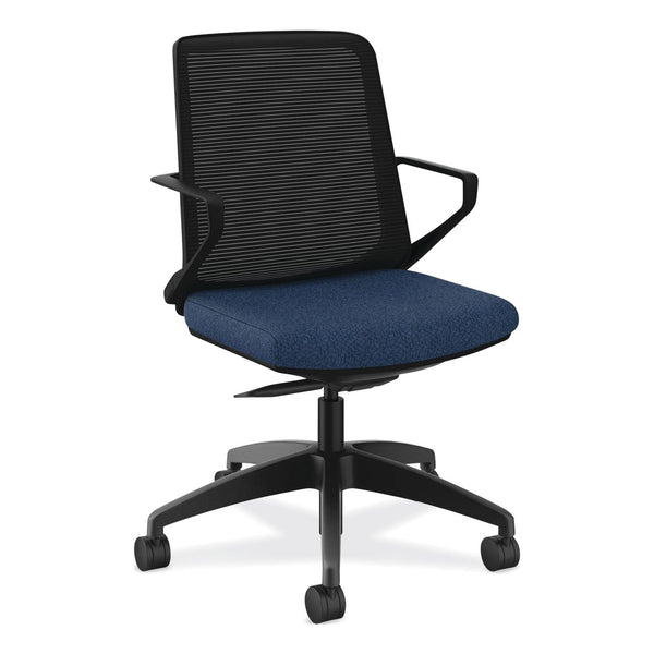 HON® Cliq Office Chair, Supports Up to 300 lb, 17" to 22" Seat Height, Navy Seat, Black Back/Base (HONCLQIMAPX13T) Each