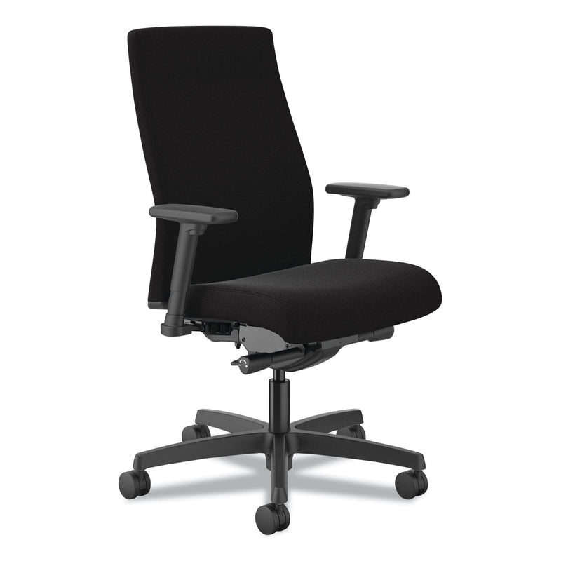 HON® Ignition 2.0 Upholstered Mid-Back Task Chair, 17" to 21.5" Seat Height, Black Fabric Seat/Back (HONI2U2AHCU10TK) Each