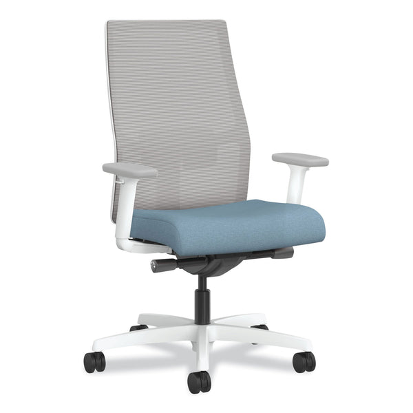 HON® Ignition 2.0 4-Way Stretch Mid-Back Mesh Task Chair, White Lumbar Support, Carolina/Fog/White (HONI2MM2AFH21WX) Each
