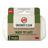 Scotch Brite Greener Clean Dual Action Scrub and Wipe, 2.8 x 4.7, 0.7" Thick, White, 2/Pack (MMM927732SW) Pack of 2
