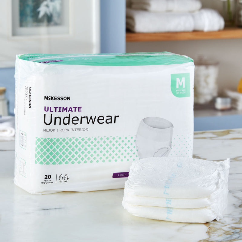 McKesson Unisex Adult Absorbent Underwear Pull On with Tear Away Seams Medium Disposable Heavy Absorbency (1123835_CS) 80/CS