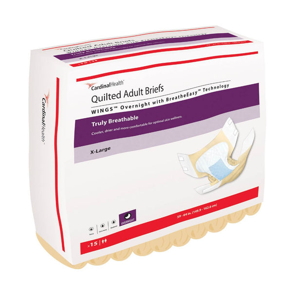 Wings™ Overnight Quilted Unisex Adult Incontinence Brief X-Large Disposable Heavy Absorbency (864861_BG) 1/BG