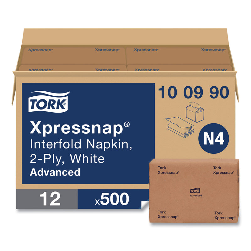Tork Xpressnap Interfold Dispenser Napkins, 2-Ply, 6.5 x 8.5, White, 500/Pack, 12 Packs/Carton (TRK100990) Case of 12