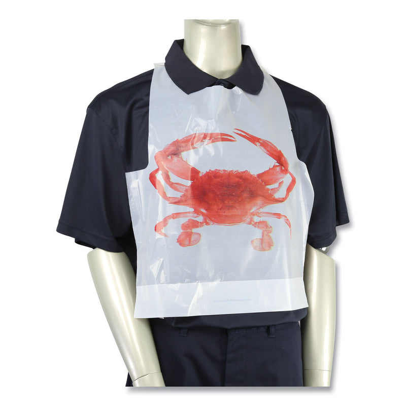 AmerCareRoyal® Heavyweight Poly Aprons, Crab Design, One Size Fits All, White/Red, 500/Box, 5 Boxes/Carton (RPPPB24) Case of 2500