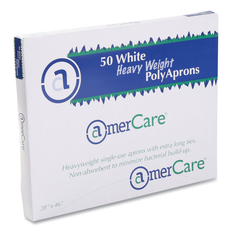 AmerCareRoyal Poly Apron, 28 x 46, One Size Fits All, White, 500/Carton (RPP28462A) Case of 500