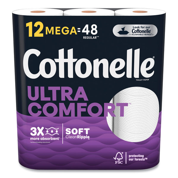 Cottonelle® Ultra ComfortCare Toilet Paper, Soft Tissue, Mega Rolls, Septic Safe, 2-Ply, White, 284/Roll, 12 Rolls/Pack, 48 Rolls/Carton (KCM55494) Case of 48