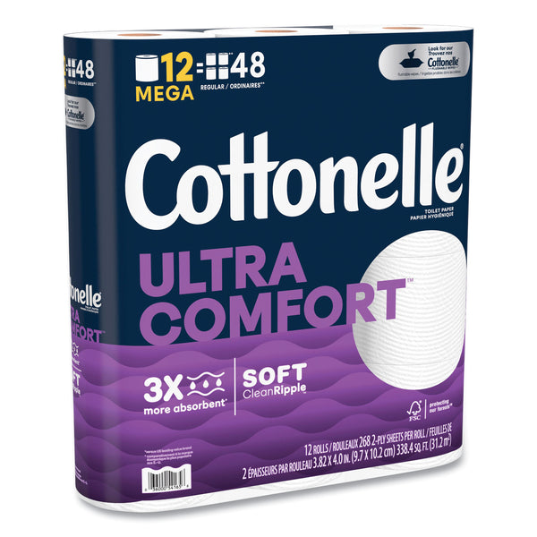 Cottonelle® Ultra ComfortCare Toilet Paper, Soft Tissue, Mega Rolls, Septic Safe, 2-Ply, White, 284/Roll, 12 Rolls/Pack, 48 Rolls/Carton (KCM55494) Case of 48