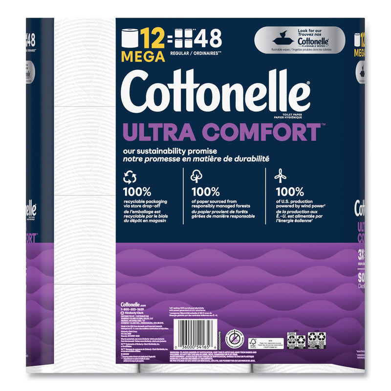 Cottonelle® Ultra ComfortCare Toilet Paper, Soft Tissue, Mega Rolls, Septic Safe, 2-Ply, White, 284/Roll, 12 Rolls/Pack, 48 Rolls/Carton (KCM55494) Case of 48
