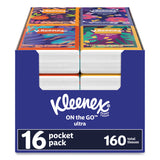 Kleenex® On The Go Packs Facial Tissues, 3-Ply, White, 10/Pouch, 16 Pouches/Pack, 6 Packs/Carton (KCM54635) Case of 6