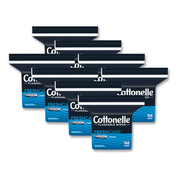 Cottonelle® Fresh Care Flushable Cleansing Cloths, 1-Ply, 5 x 7.25, White, 168/Pack, 8 Packs/Carton (KCM10358CT) Case of 8