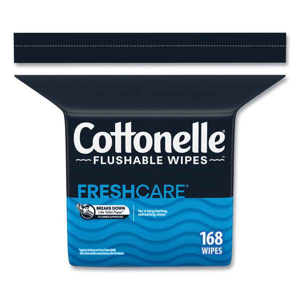 Cottonelle® Fresh Care Flushable Cleansing Cloths, 1-Ply, 5 x 7.25, White, 168/Pack, 8 Packs/Carton (KCM10358CT) Case of 8