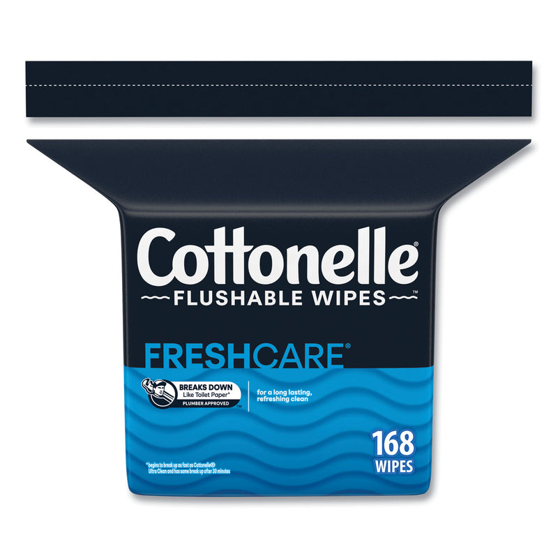 Cottonelle® Fresh Care Flushable Cleansing Cloths, 1-Ply, 5 x 7.25, White, 168/Pack (KCM10358EA) Each