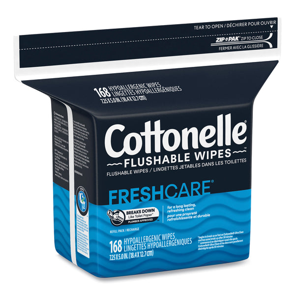 Cottonelle® Fresh Care Flushable Cleansing Cloths, 1-Ply, 5 x 7.25, White, 168/Pack (KCM10358EA) Each