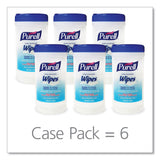Purell Hand Sanitizing Wipes, 7 x 6, Clean Scent, White, 40/Canister, 6/Carton (GOJ912006CMR01) Case of 6