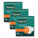Depend® Incontinence Protection with Tabs, 35" to 49" Waist, 16/Pack, 3 Packs/Carton (KCM35458) Case of 3