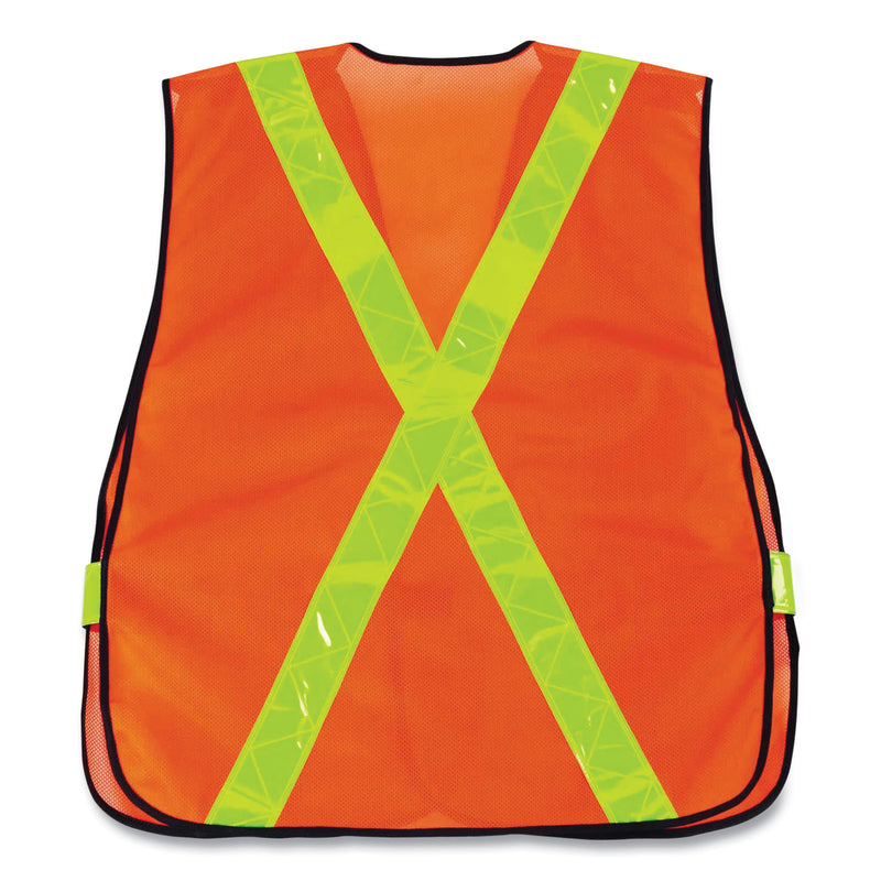 GloWear 8080BAX Non-Certified X-Back Hi-Vis Safety Vest, Polyester, One Size Fits Most, Orange/Yellow (EGO26030) Each