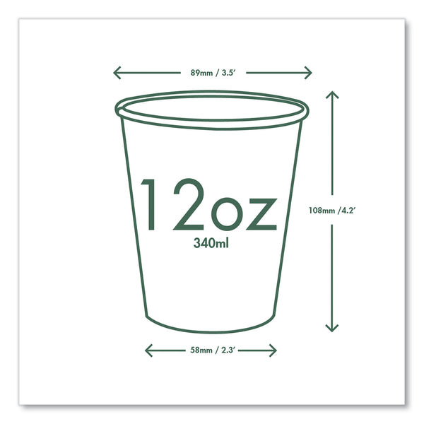 Vegware 89-Series Hot Cup, 12 oz, Green/White, 1,000/Carton (VEGLV12G) Case of 1000
