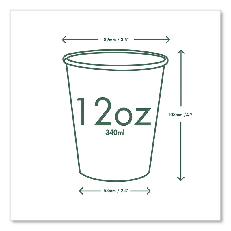 Vegware 89-Series Hot Cup, 12 oz, Green/White, 1,000/Carton (VEGLV12G) Case of 1000