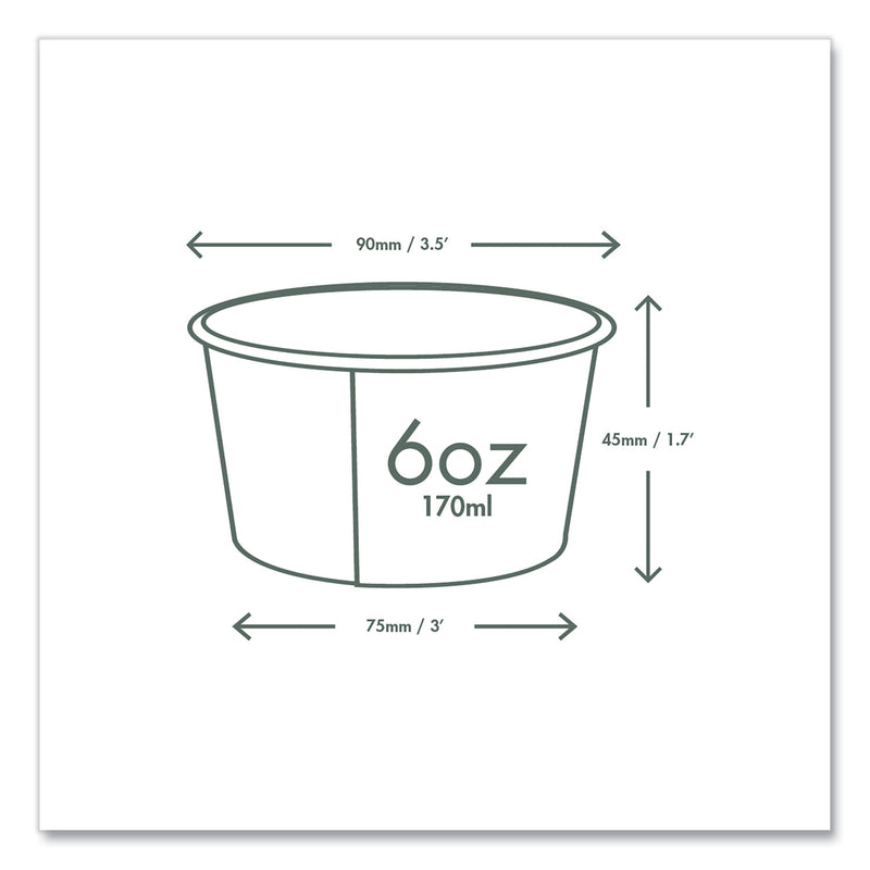 Vegware Soup Containers, 6 oz, 3.5" Diameter x 1.7"h, Green/White, Paper, 1,000/Carton (VEGSC06G) Case of 1000