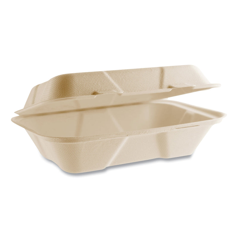 Nourish Molded Fiber Takeout Containers, Compostable, 6.1 x 9 x 2.9, Natural, Sugarcane, 200/Carton (VEGVWHC96NFA) Case of 200