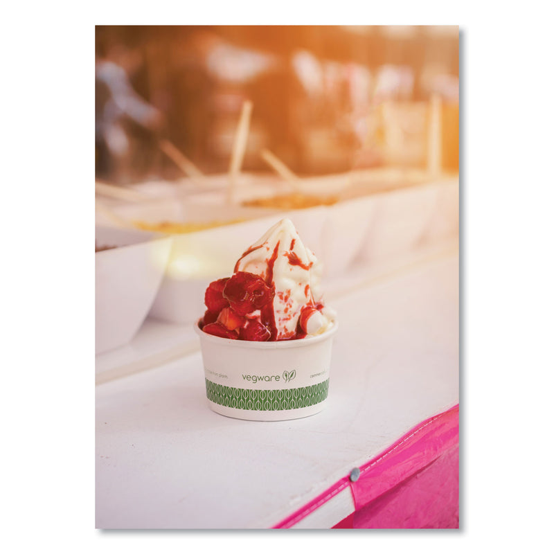 Vegware Soup Containers, 6 oz, 3.5" Diameter x 1.7"h, Green/White, Paper, 1,000/Carton (VEGSC06G) Case of 1000