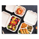 Vegware White Molded Fiber Clamshell Container, 8 x 17 x 2, White, Sugarcane, 200/Carton (VEGWHBRG8HW) Case of 200