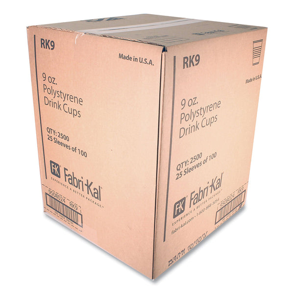 Fabri-Kal RK Ribbed Cold Drink Cups, 9 oz, Clear, 100/Sleeve, 25 Sleeves/Carton (RK9) Case of 2500