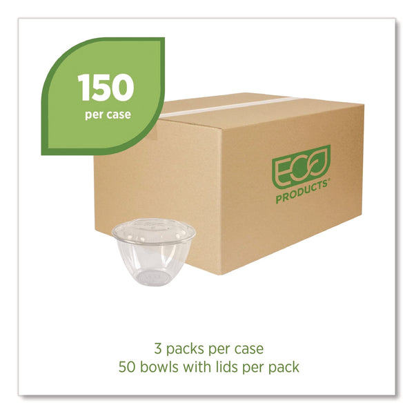 Renewable and Compostable Salad Bowls with Lids, 48 oz, Clear, Plastic, 150/Carton (ECOEPSB48) Case of 150