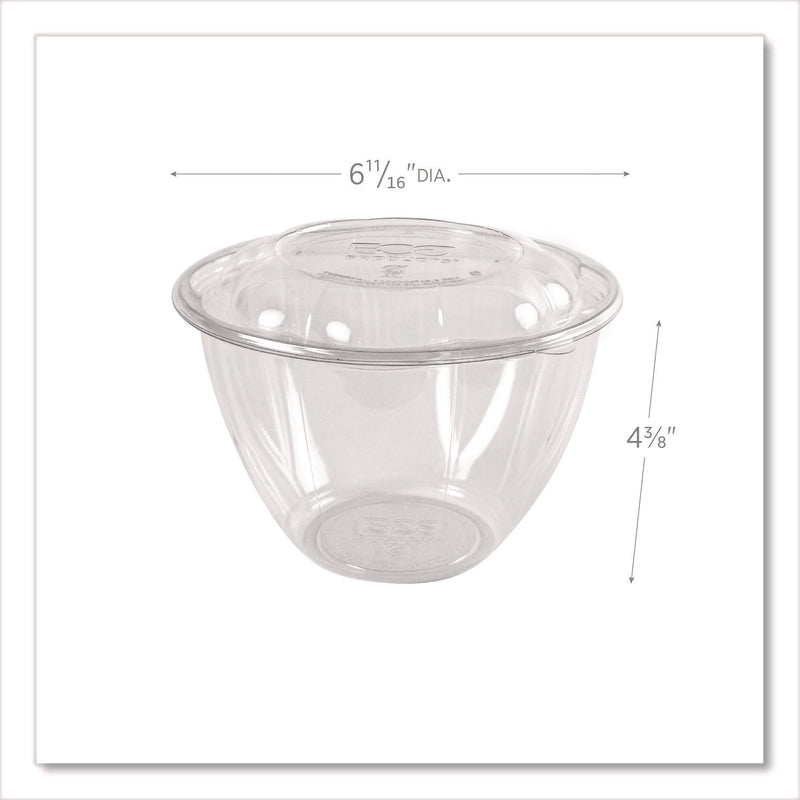 Renewable and Compostable Salad Bowls with Lids, 48 oz, Clear, Plastic, 150/Carton (ECOEPSB48) Case of 150