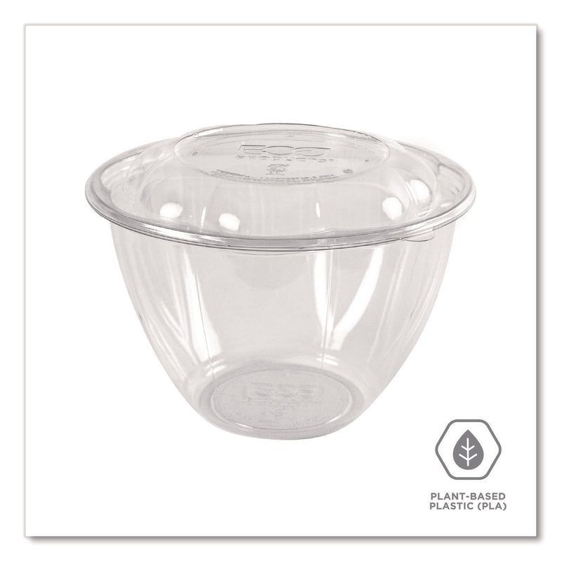 Renewable and Compostable Salad Bowls with Lids, 48 oz, Clear, Plastic, 150/Carton (ECOEPSB48) Case of 150