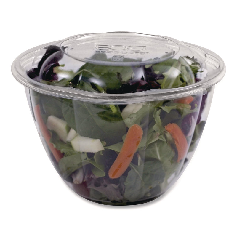 Renewable and Compostable Salad Bowls with Lids, 48 oz, Clear, Plastic, 150/Carton (ECOEPSB48) Case of 150