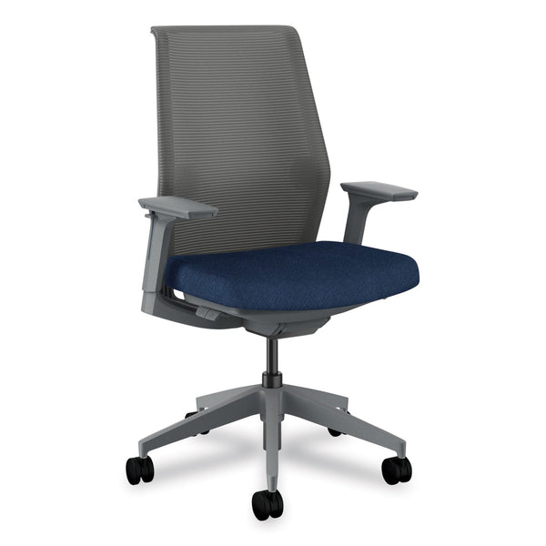 HON® Cipher Mesh Back Task Chair, Supports 300 lb, 15" to 20" Seat Height, Navy Seat, Charcoal Back/Base (HONCRTHSCA13LRS) Each
