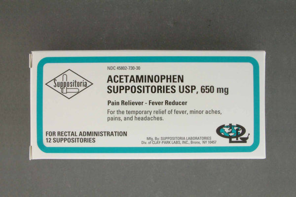 Clay Park Laboratories Pain Relief 650 mg Strength Acetaminophen Rectal Suppository 12 per Box (245598_BX) 12/BX