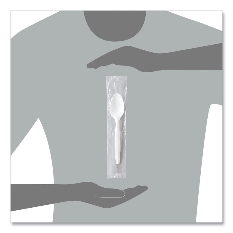 Solo Regal Mediumweight Cutlery, Individually Wrapped, Spoon, Plastic, White, 1,000/Carton (SCCMOW30007) Case of 1000