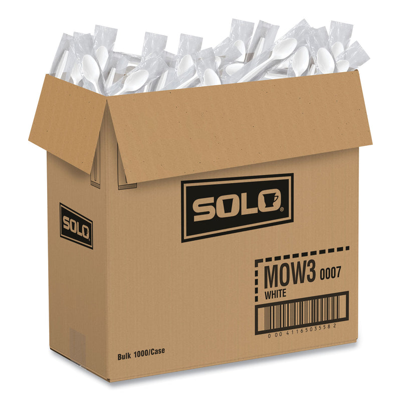 Solo Regal Mediumweight Cutlery, Individually Wrapped, Spoon, Plastic, White, 1,000/Carton (SCCMOW30007) Case of 1000