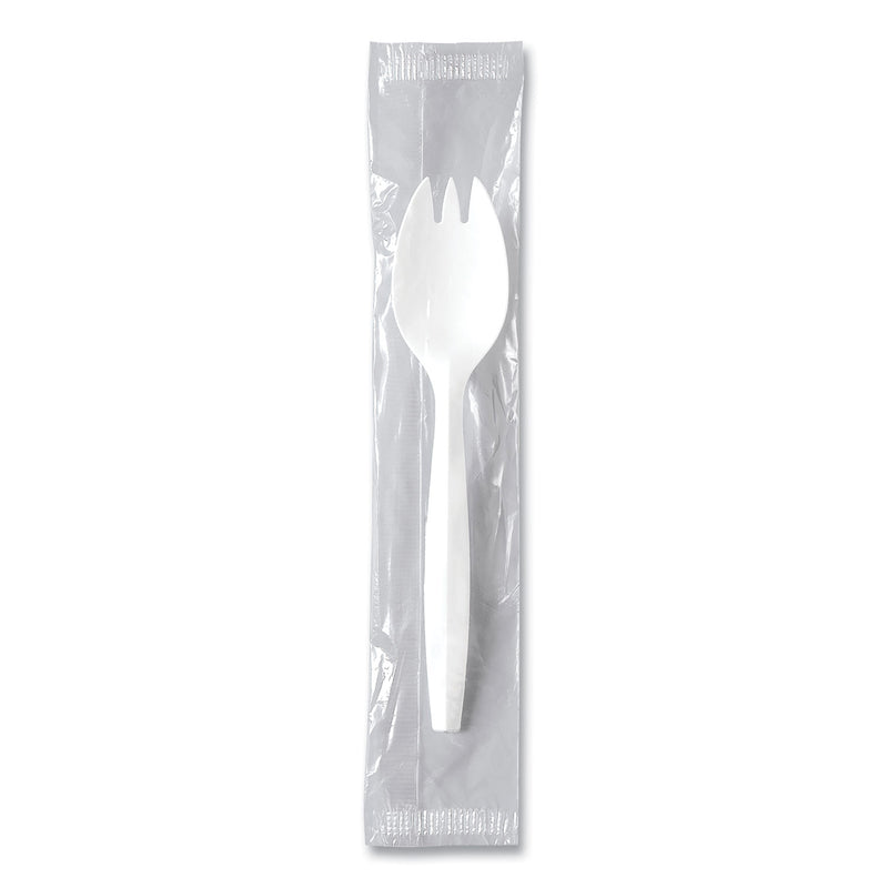 Solo Regal Mediumweight Cutlery, Individually Wrapped, Spork, Plastic, White, 1,000/Carton (SCCMOW60007) Case of 1000