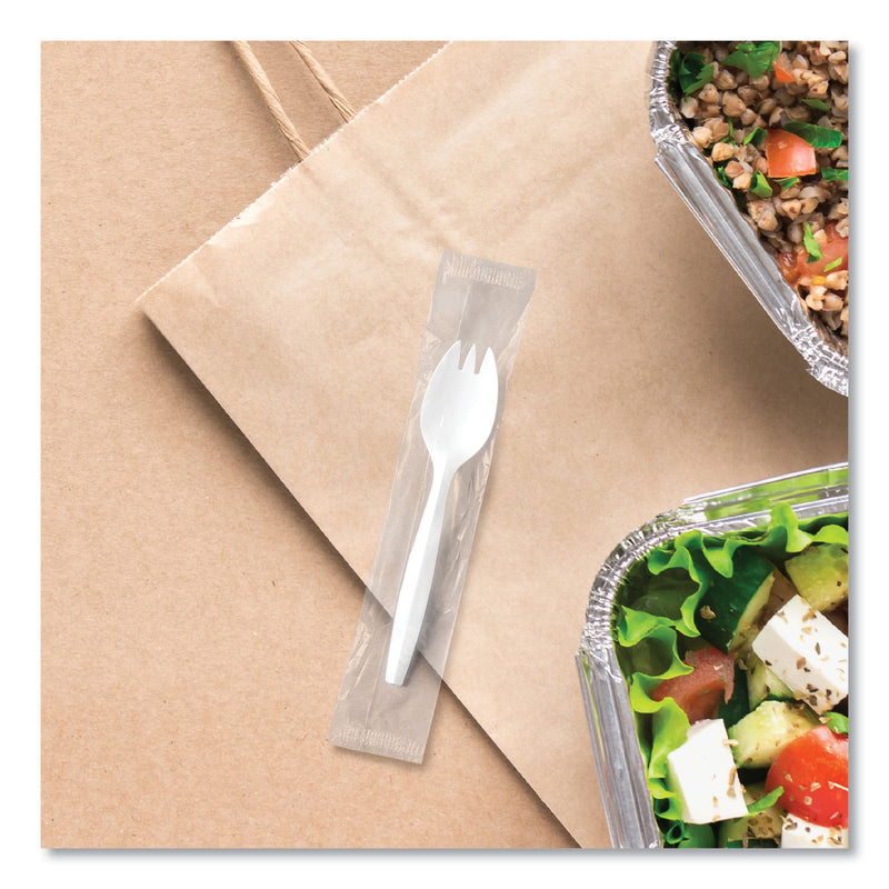 Solo Regal Mediumweight Cutlery, Individually Wrapped, Spork, Plastic, White, 1,000/Carton (SCCMOW60007) Case of 1000