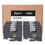 Brother TZe Series Standard Adhesive Laminated Labeling Tape, 0.5", Black on White, 8/Pack (BRTTZE2318PKB) Each