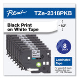 Brother TZe Series Standard Adhesive Laminated Labeling Tape, 0.5", Black on White, 8/Pack (BRTTZE2318PKB) Each