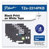 Brother TZe Series Standard Adhesive Laminated Labeling Tape, 0.5", Black on White, 4/Pack (BRTTZE2314PKB) Each