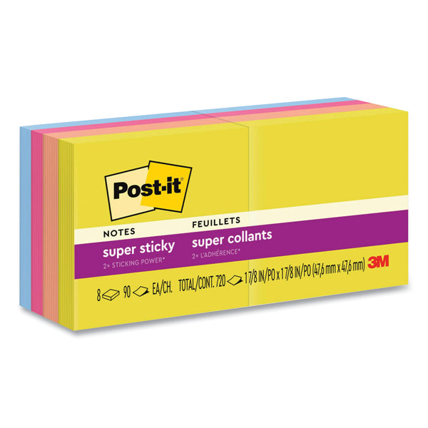 Post-it Pads in Summer Joy Collection Colors, 1.88" x 1.88", 90 Sheets/Pad, 8 Pads/Pack (MMM6228SSJOY) Pack of 8