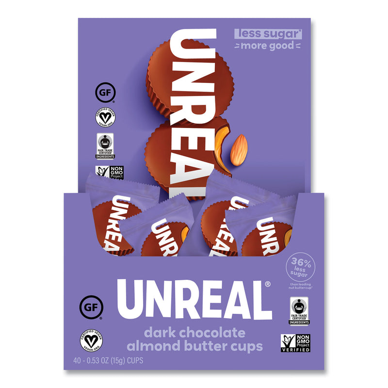 Unreal Dark Chocolate Almond Butter Cups, 0.53 oz, Individually Wrapped, 40/Pack (GRR22002089) Each