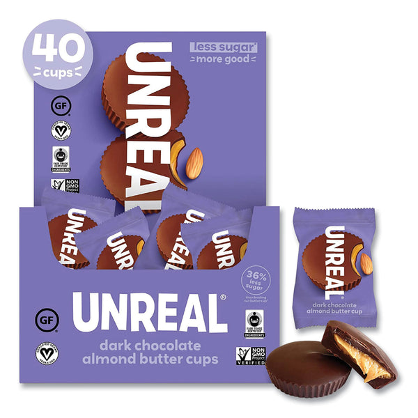 Unreal Dark Chocolate Almond Butter Cups, 0.53 oz, Individually Wrapped, 40/Pack (GRR22002089) Each