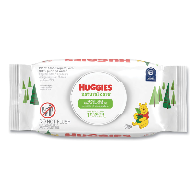 Huggies® Natural Care Sensitive Baby Wipes, 1-Ply, 3.88 x 6.6, Unscented, White, 56/Pack, 8 Packs/Carton (KCM31803) Case of 8