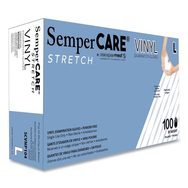 SemperCare Stretch Vinyl Examination Gloves, Cream, Large, 100/Box, 10 Boxes/Carton (SEZSCVNP104) Case of 1000