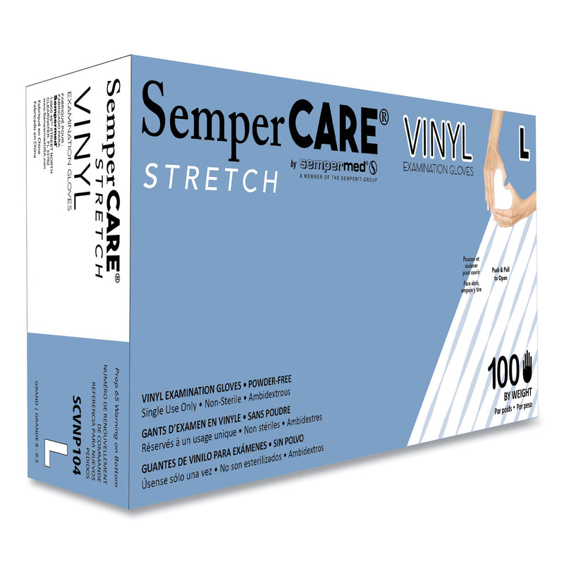 SemperCare Stretch Vinyl Examination Gloves, Cream, Large, 100/Box, 10 Boxes/Carton (SEZSCVNP104) Case of 1000