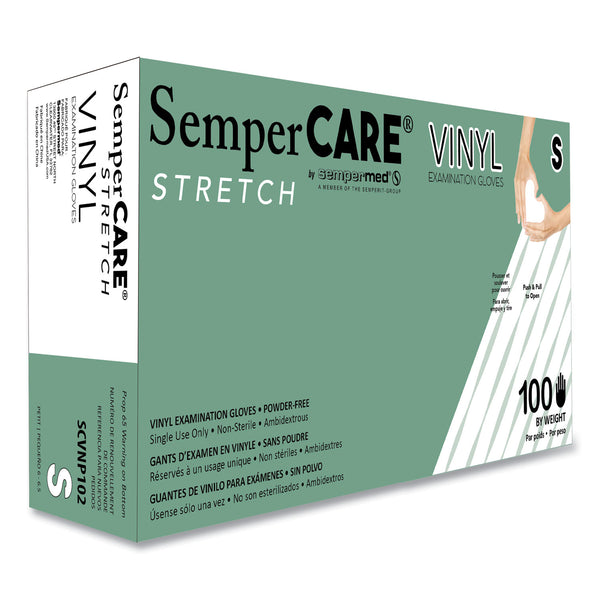 SemperCare Stretch Vinyl Examination Gloves, 100/Box, 10 Boxes/Carton (SEZSCVNP102) Case of 1000