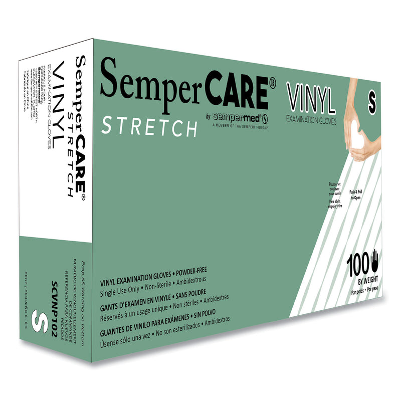 SemperCare Stretch Vinyl Examination Gloves, 100/Box, 10 Boxes/Carton (SEZSCVNP102) Case of 1000