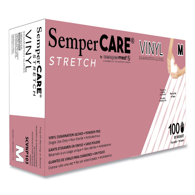 SemperCare Stretch Vinyl Examination Gloves, Cream, Medium, 100/Box, 10 Boxes/Carton (SEZSCVNP103) Case of 1000