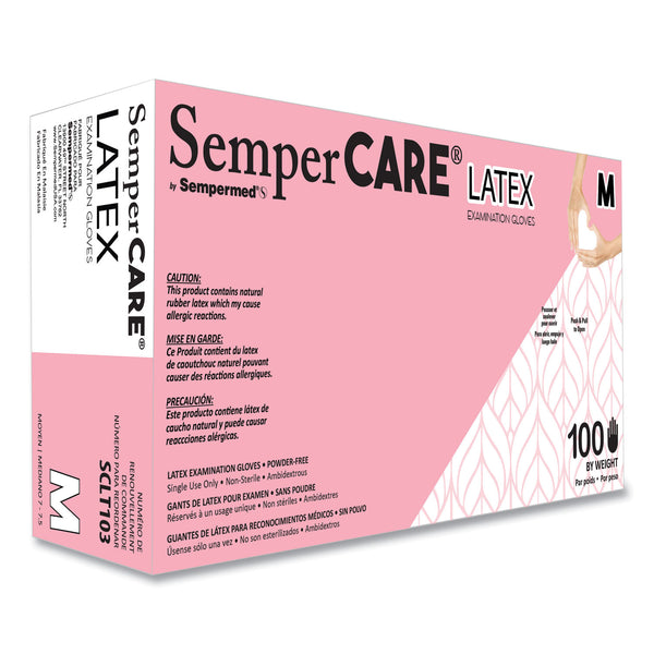 SemperCare Latex Examination Gloves, Cream, Medium, 100/Box, 10 Boxes/Carton (SEZSCLT103) Case of 1000
